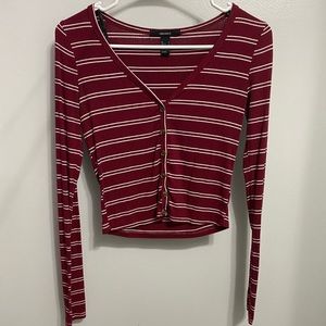 ribbed button down striped top